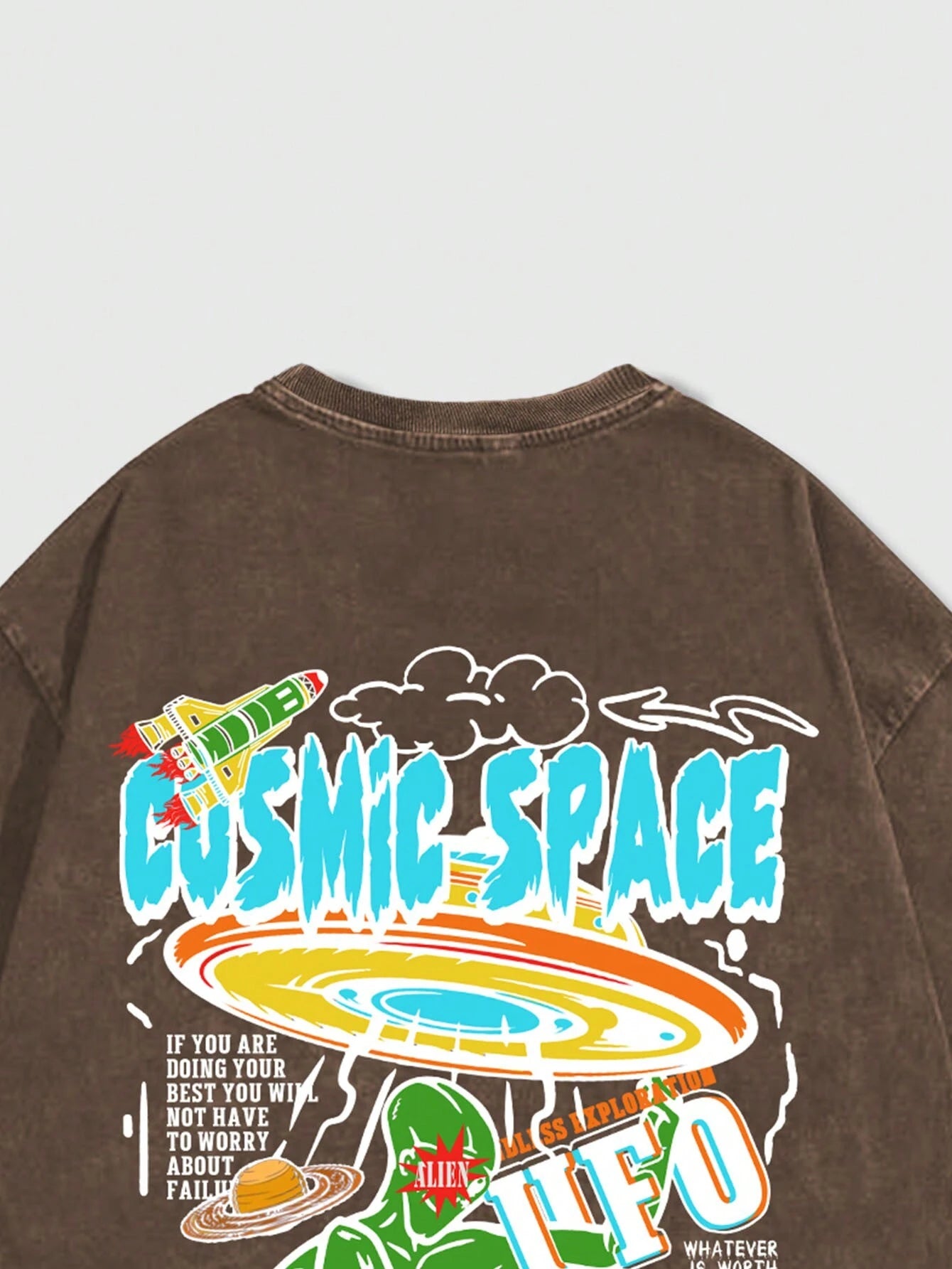 ROMWE MEN Street Life Men Cartoon & Slogan Graphic Drop Shoulder Tee, School