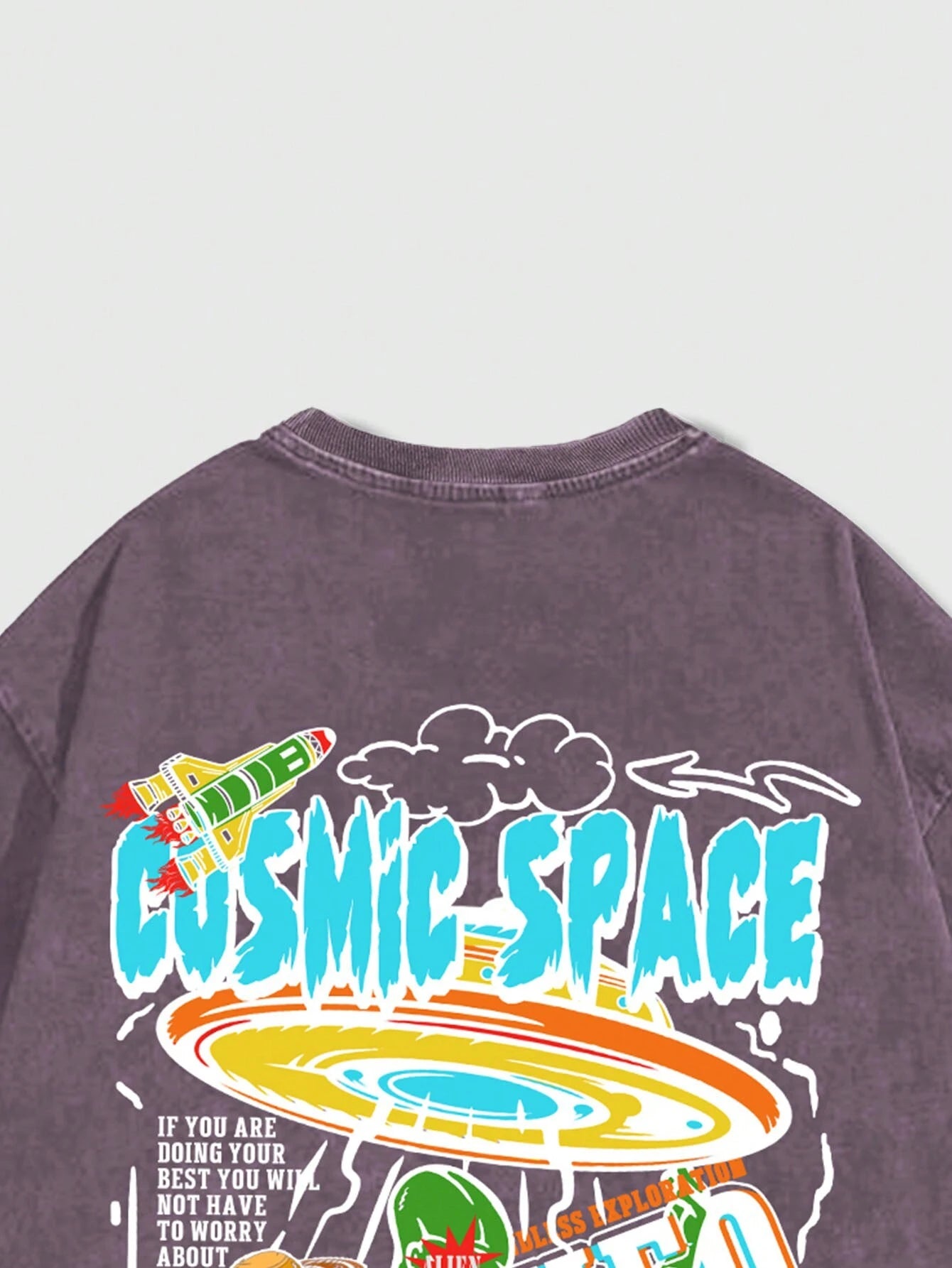 ROMWE MEN Street Life Men Cartoon & Slogan Graphic Drop Shoulder Tee, School