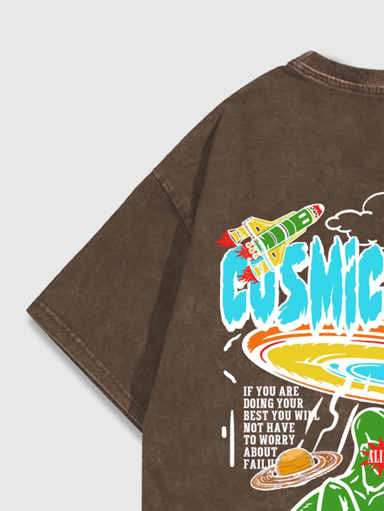 ROMWE MEN Street Life Men Cartoon & Slogan Graphic Drop Shoulder Tee, School