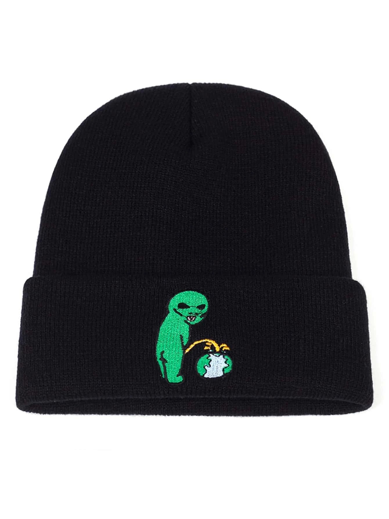 Men Alien Embroidered Beanie Street