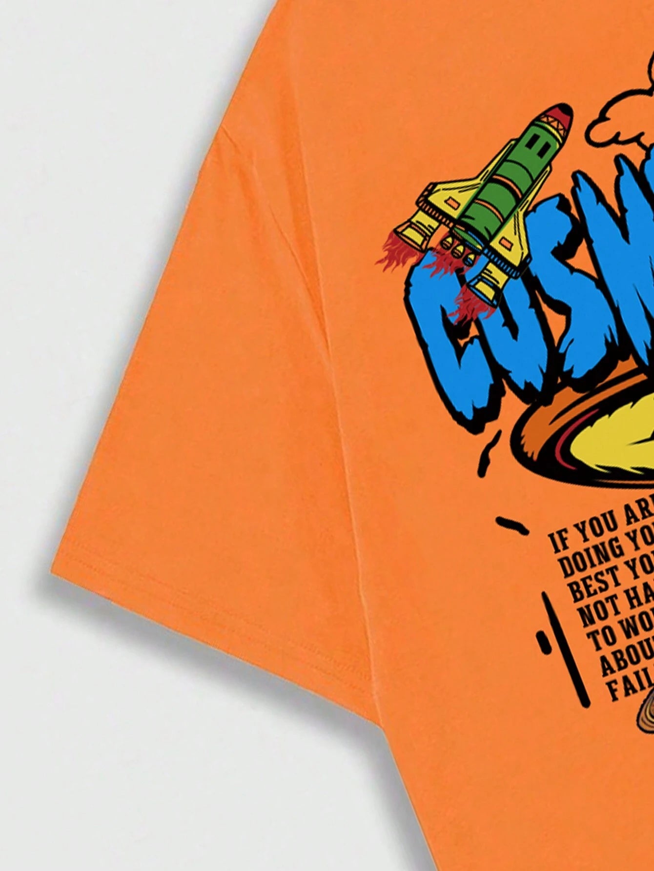 ROMWE MEN Street Life Men Cartoon & Slogan Graphic Drop Shoulder Tee, School