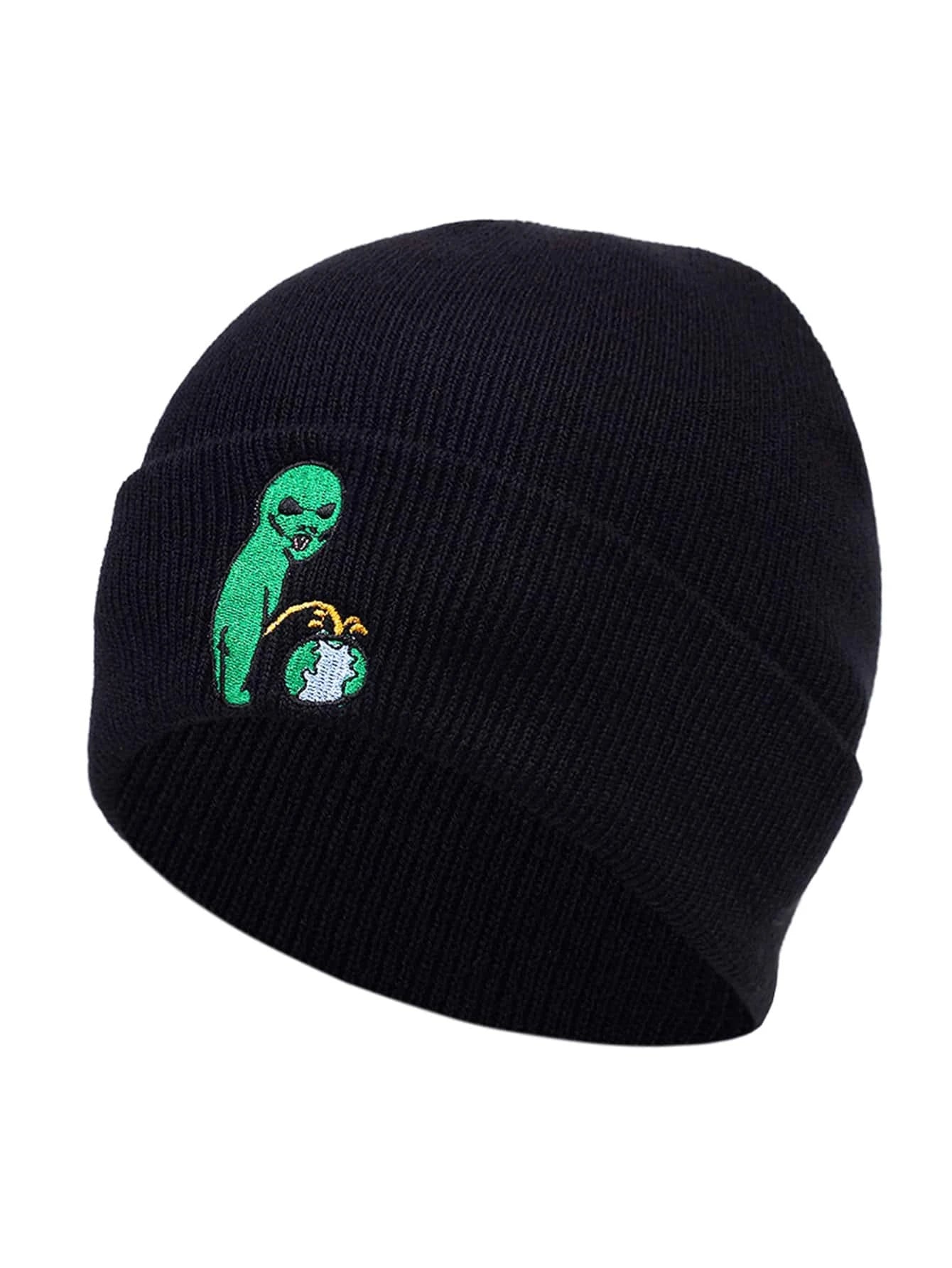 Men Alien Embroidered Beanie Street