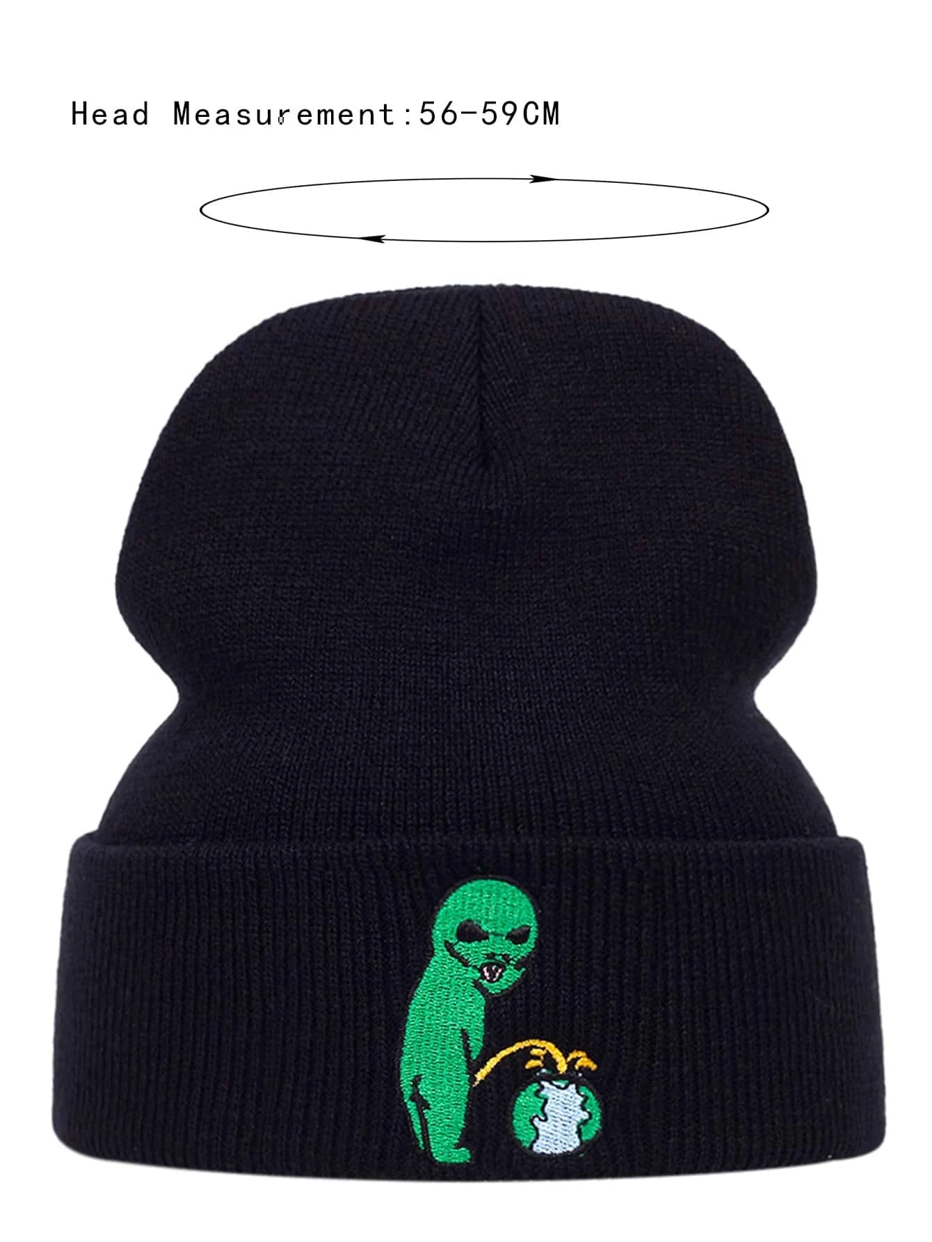 Men Alien Embroidered Beanie Street