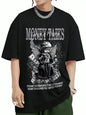 ROMWE MEN Street Life Men Slogan & Figure Graphic Drop Shoulder Tee, School