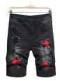 Manfinity EMRG Men'S Washed Ripped Denim Shorts Plain Denim Jorts Black Denim Shorts, for Husband, Boyfriend Gifts