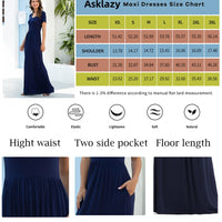 Women'S Short Sleeve Loose Plain Maxi Dresses Casual Long Dresses with Pockets