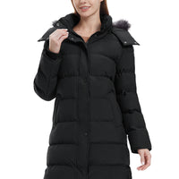 Women'S Recycled Thicken Winter Coat Waterproof Winter Jacket Long Winter Snow Jacket Black L