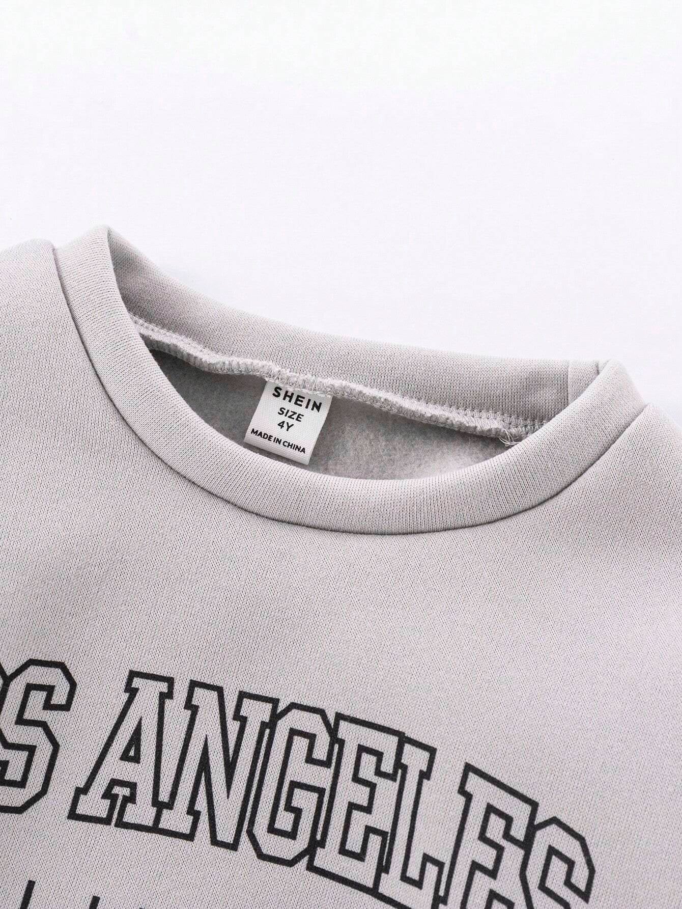 Young Boy 3Pcs/Set Casual Letter Printed Long Sleeve Sweatshirts for Daily Wear in Autumn and Winter