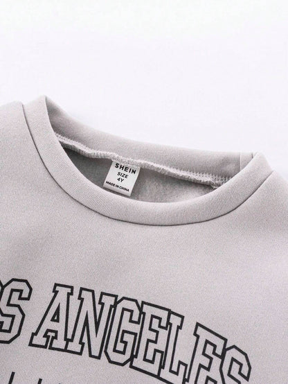 Young Boy 3Pcs/Set Casual Letter Printed Long Sleeve Sweatshirts for Daily Wear in Autumn and Winter
