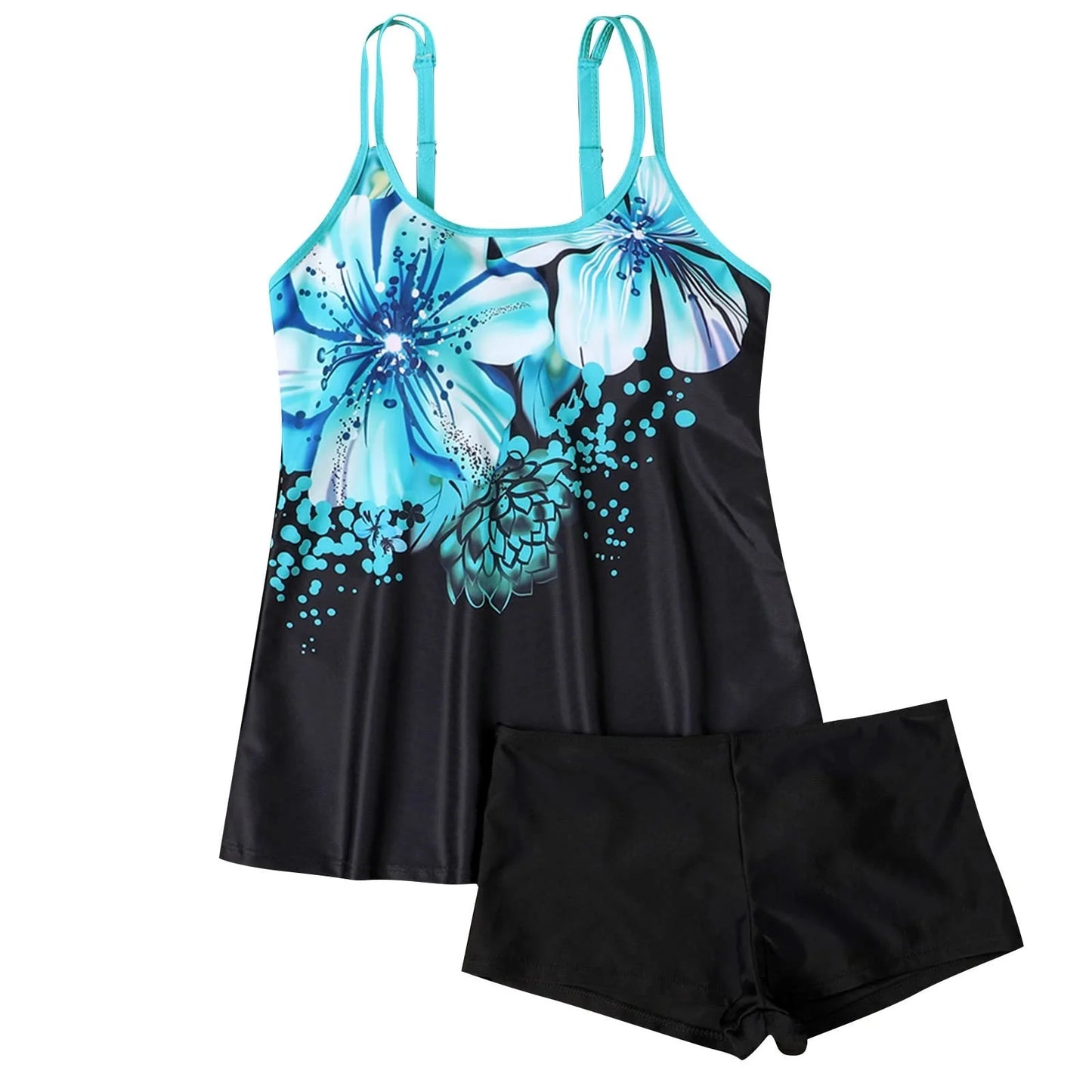 Two Piece Tankini Bathing Suits Swim Tops with Boy Shorts Swimsuits Sporty Swimwear Black XXL