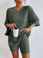 Essnce Drop Shoulder Ribbed Knit Tee & Biker Shorts