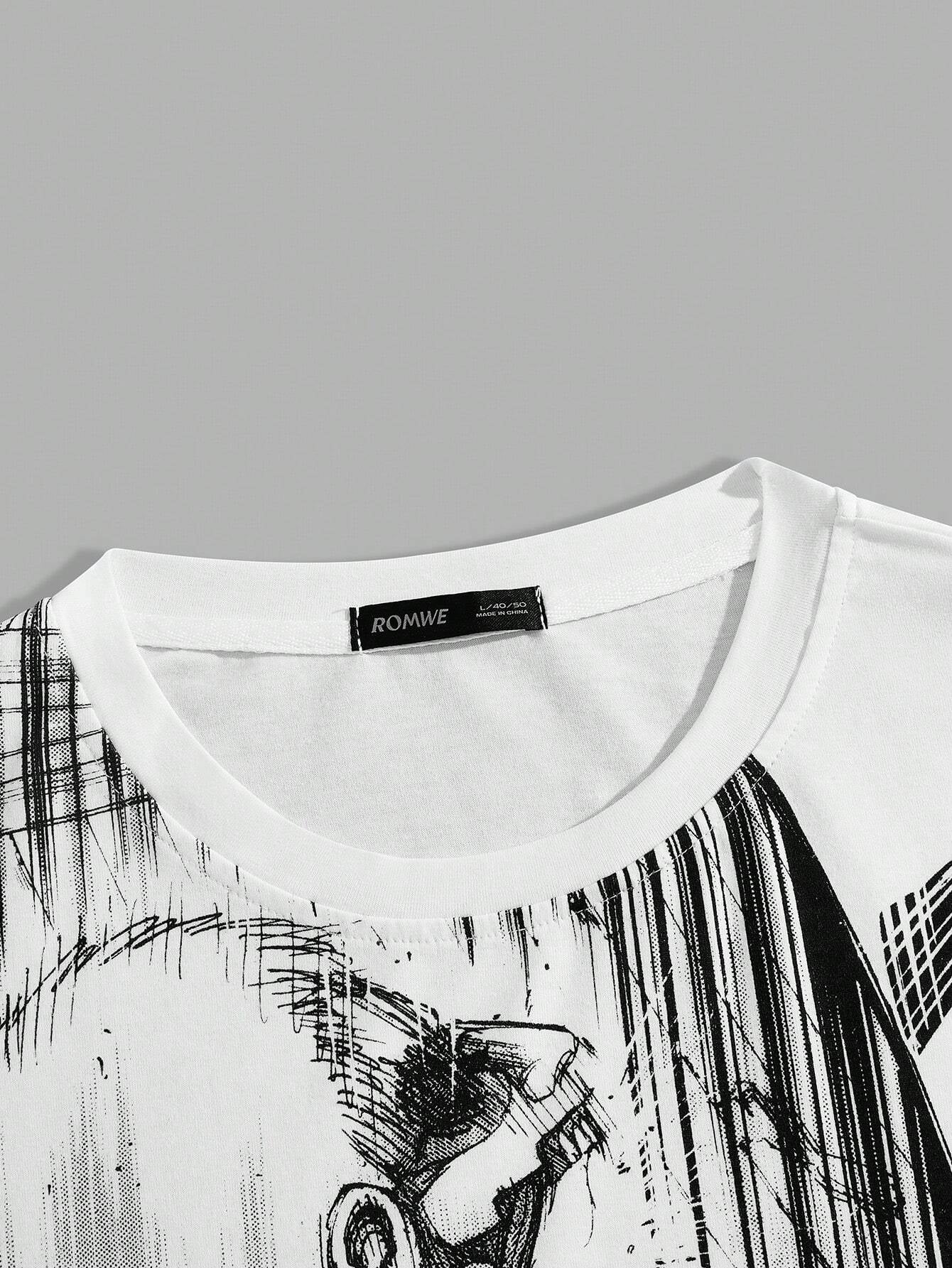 ROMWE X Attack on Titan Men Skull Print Tee, School