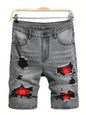 Manfinity EMRG Men'S Washed Ripped Denim Shorts Plain Denim Jorts Black Denim Shorts, for Husband, Boyfriend Gifts