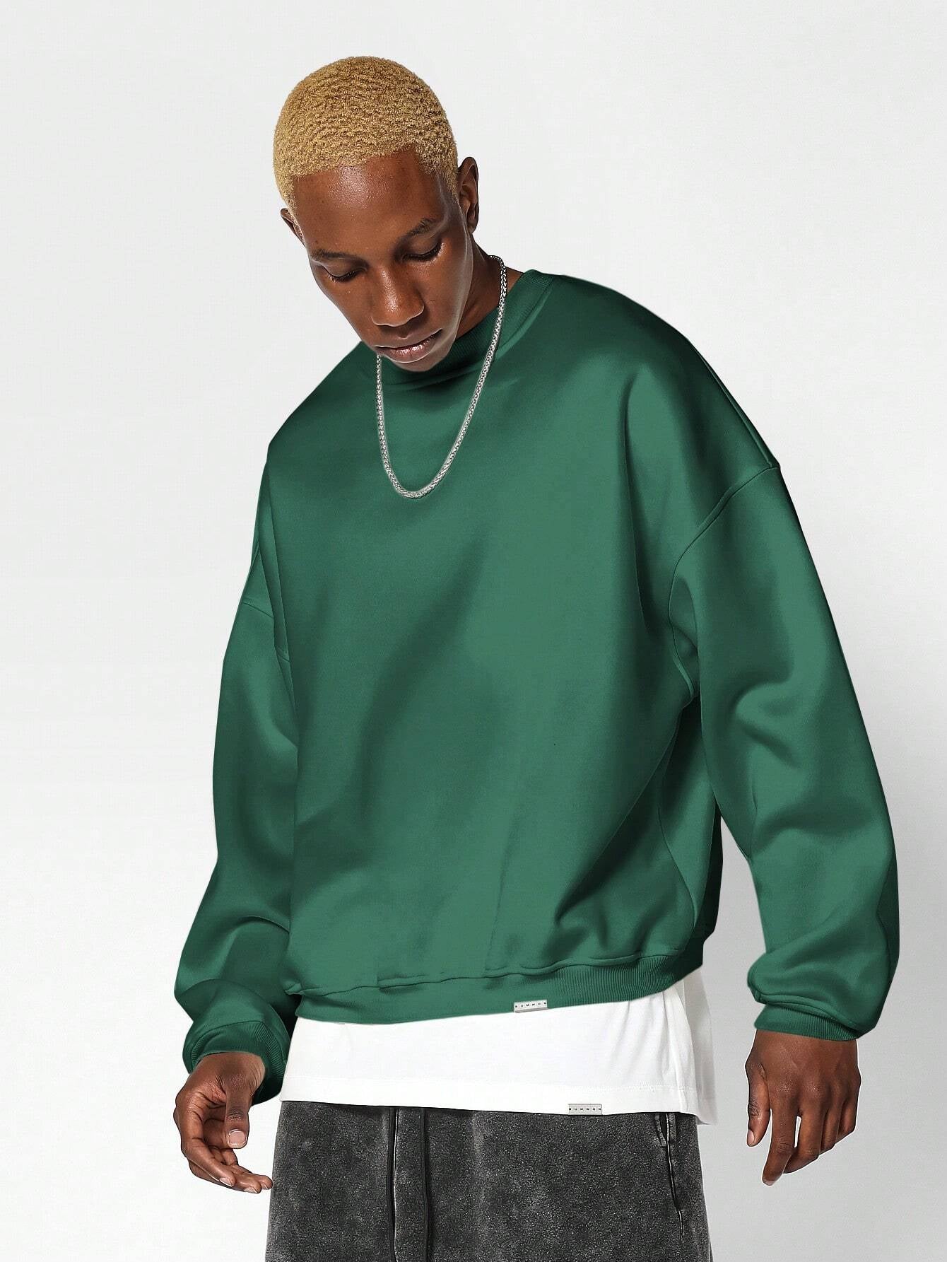 SUMWON Oversized Crew Neck Sweatshirt with Graphic Print