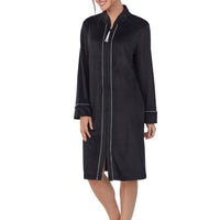 Women'S Stretch Velour Long Sleeve Zip Front Sleepwear Robe with Pockets, Sizes XS-5X