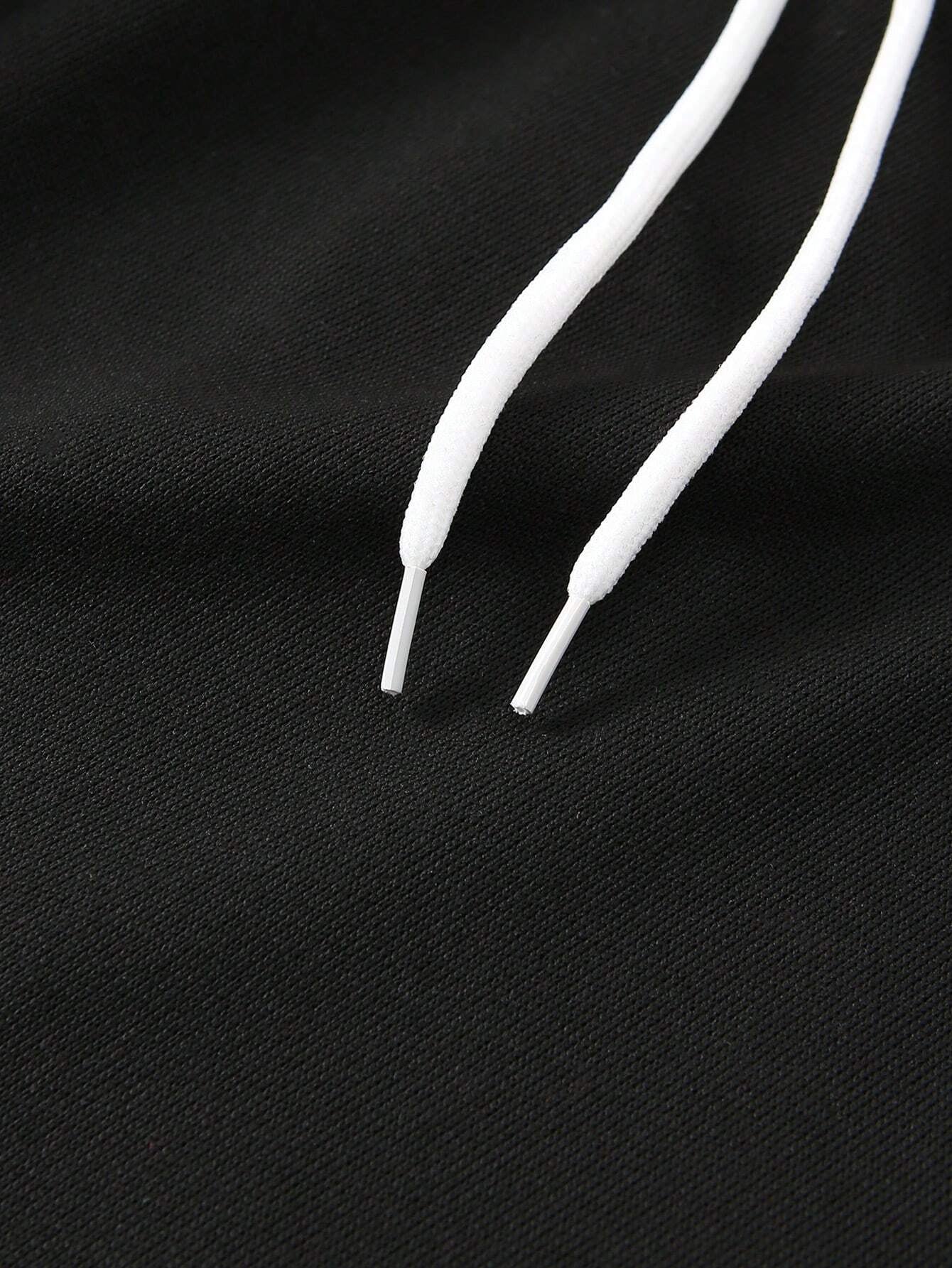 Manfinity EMRG Men'S Casual Teeth Print Hoodie Sweatshirt & Sweatpants Set, Spring & Autumn