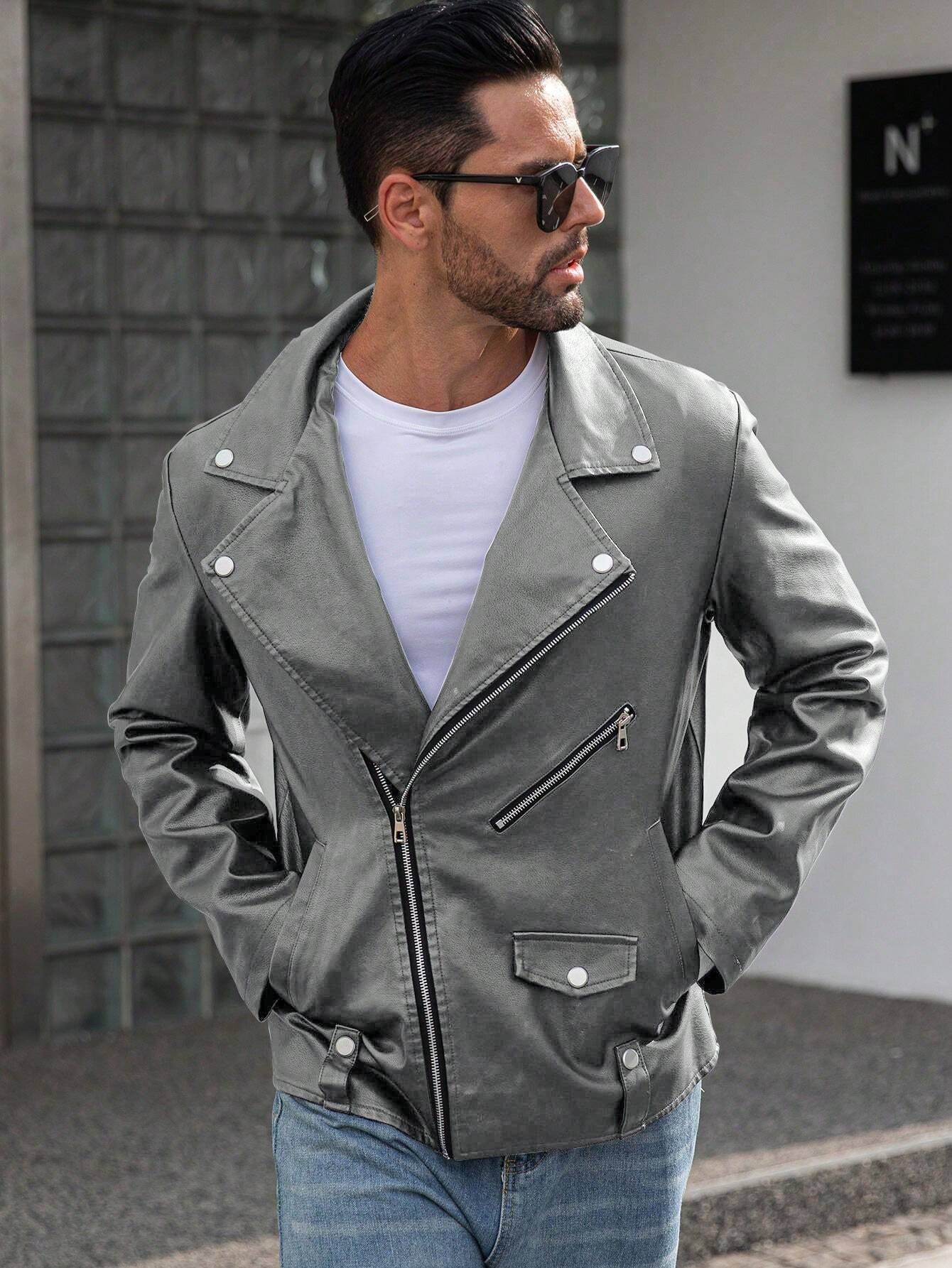 Manfinity LEGND Men'S Vintage Casual Lapel Jacket, Autumn Season