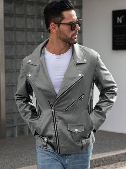 Manfinity LEGND Men'S Vintage Casual Lapel Jacket, Autumn Season