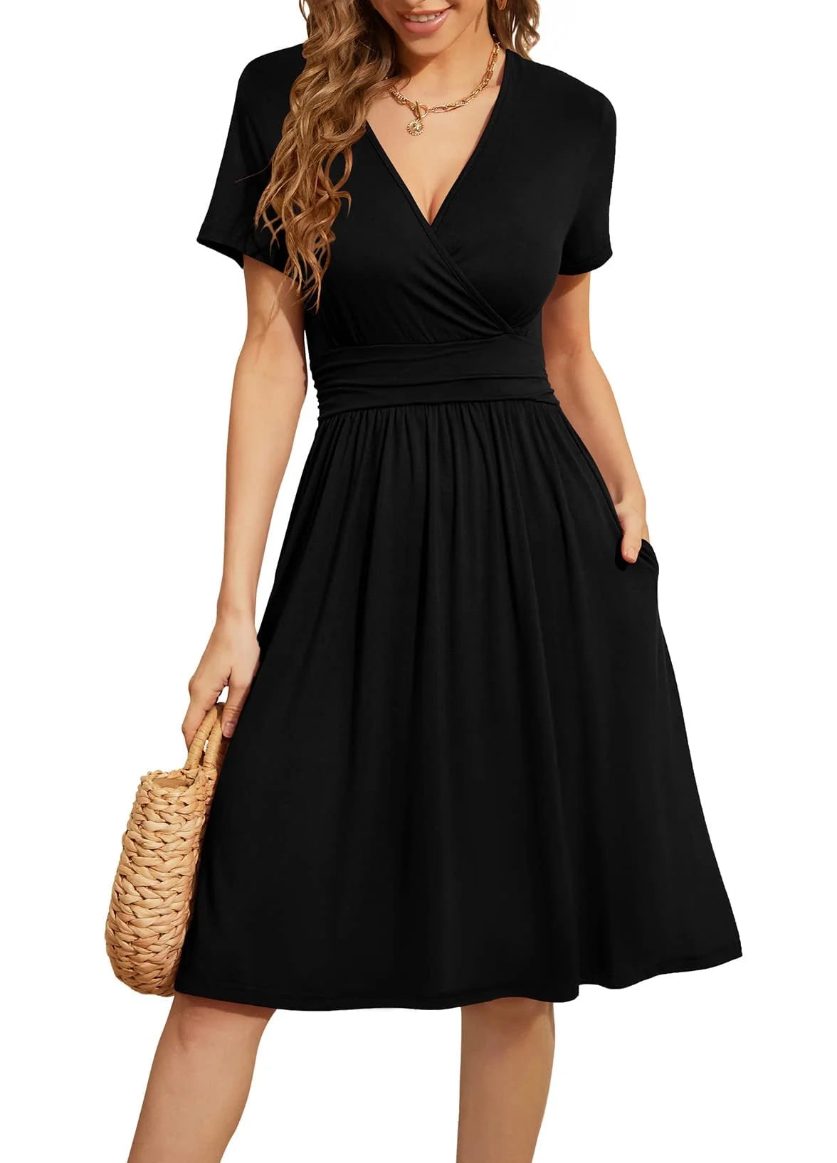 Dresses for Women Casual Dresses V-Neck Party Summer Dress 2023 with Pockets