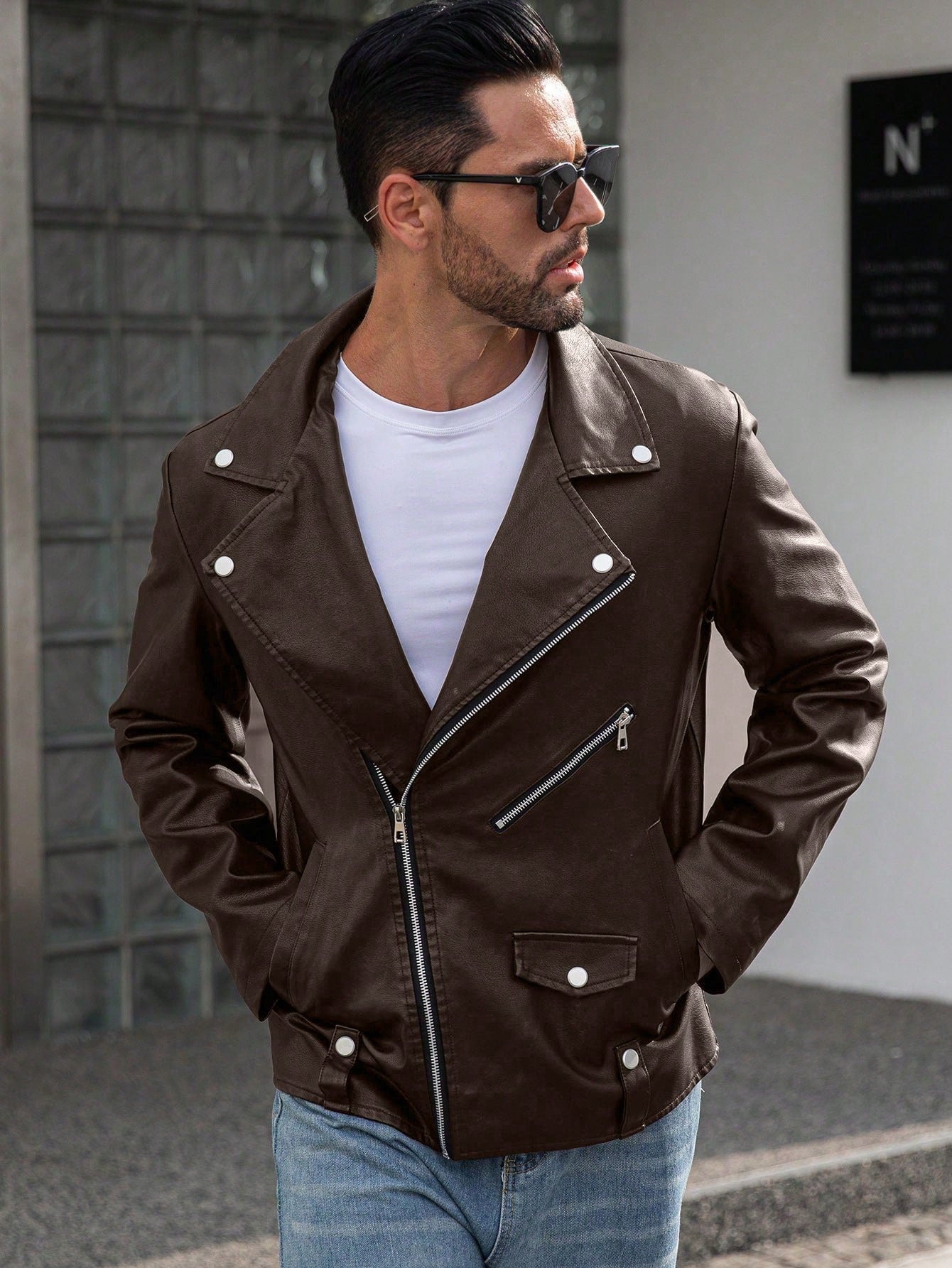 Manfinity LEGND Men'S Vintage Casual Lapel Jacket, Autumn Season