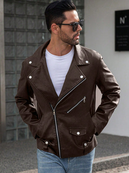 Manfinity LEGND Men'S Vintage Casual Lapel Jacket, Autumn Season