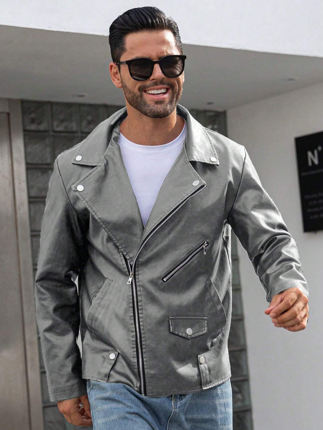 Manfinity LEGND Men'S Vintage Casual Lapel Jacket, Autumn Season