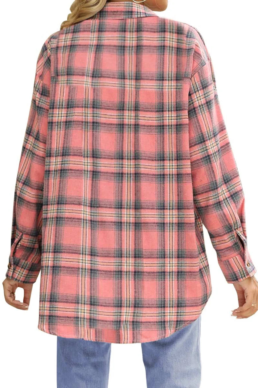 Plaid Flannel Shirts for Women Oversized Long Sleeve Button down Shirts Blouses Tops