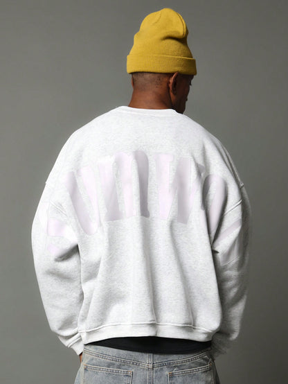 SUMWON Oversized Crew Neck Sweatshirt with Graphic Print
