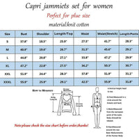 Womens Pajama Sets Cotton Pj Set Short Sleeve Tops with Capri Pants Sleepwear 2 Piece Lounge Set