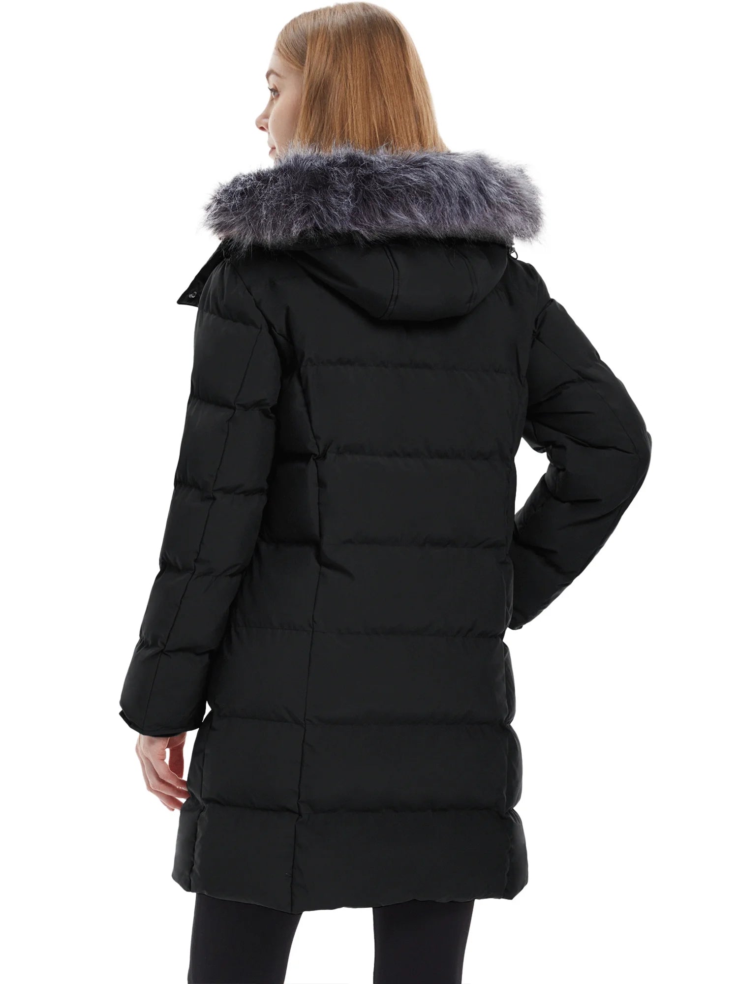 Women'S Recycled Thicken Winter Coat Waterproof Winter Jacket Long Winter Snow Jacket Black L