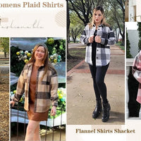 Womens Plaid Shirts Flannel Shacket Jacket Long Sleeve Button down Boyfriend Shirt Coats