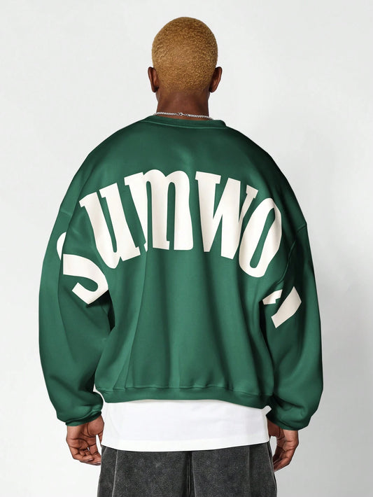 SUMWON Oversized Crew Neck Sweatshirt with Graphic Print