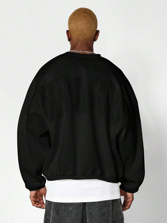 SUMWON Oversized Crew Neck Sweatshirt with Graphic Print