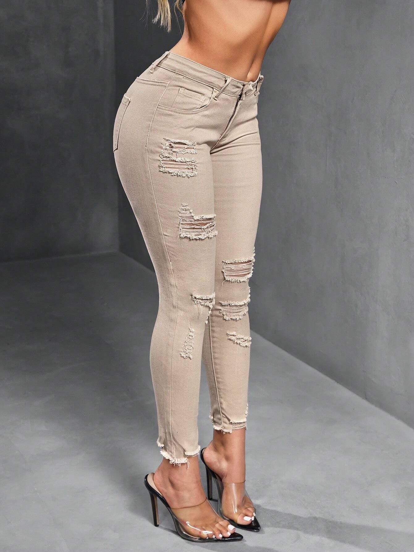 SXY Women'S Casual Distressed Skinny Jeans with Pockets