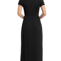 Women'S Short Sleeve Loose Plain Maxi Dresses Casual Long Dresses with Pockets