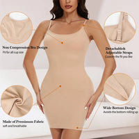 2 Packs Shapewear Slips for under Dresses Women'S Tummy Control Body Shaper Slimming Seamless Cami Slip