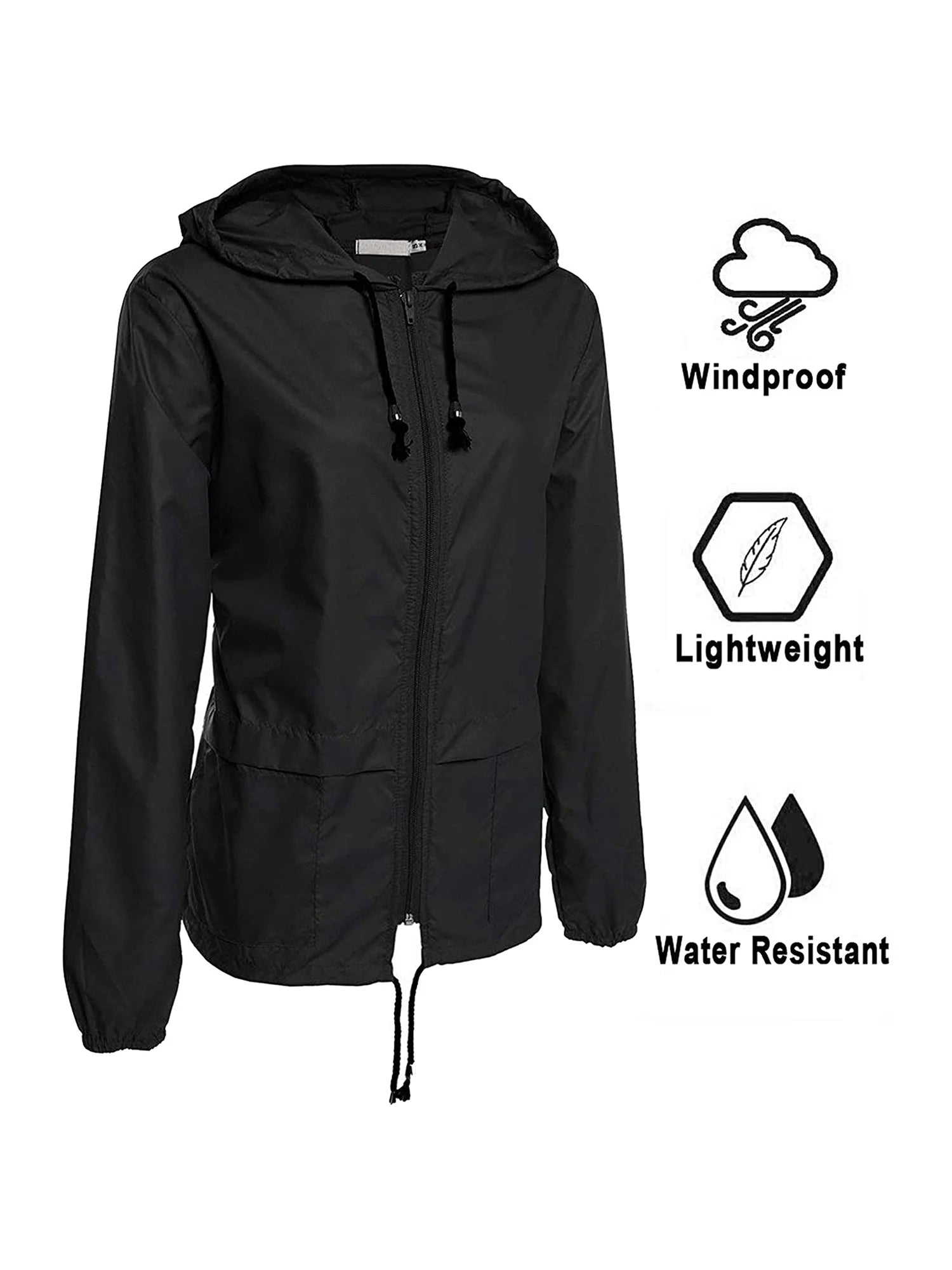 Raincoat Women Lightweight Waterproof Rain Jackets Packable Outdoor Hooded Windbreaker with Adjustable Drawstring