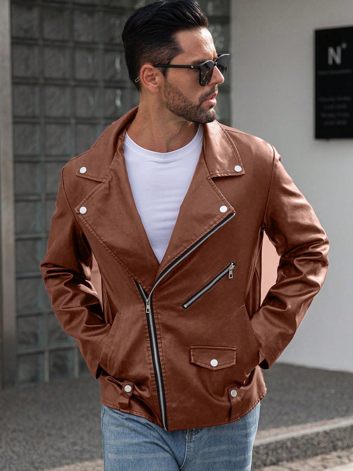 Manfinity LEGND Men'S Vintage Casual Lapel Jacket, Autumn Season