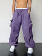 Manfinity EMRG Men Solid Flap Pocket Drawstring Waist Oversized Cargo Baggy Pants