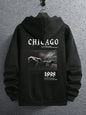 Men Letter Hand Graphic Drawstring Thermal Lined Hoodie