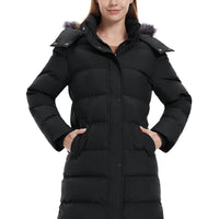 Women'S Recycled Thicken Winter Coat Waterproof Winter Jacket Long Winter Snow Jacket Black L