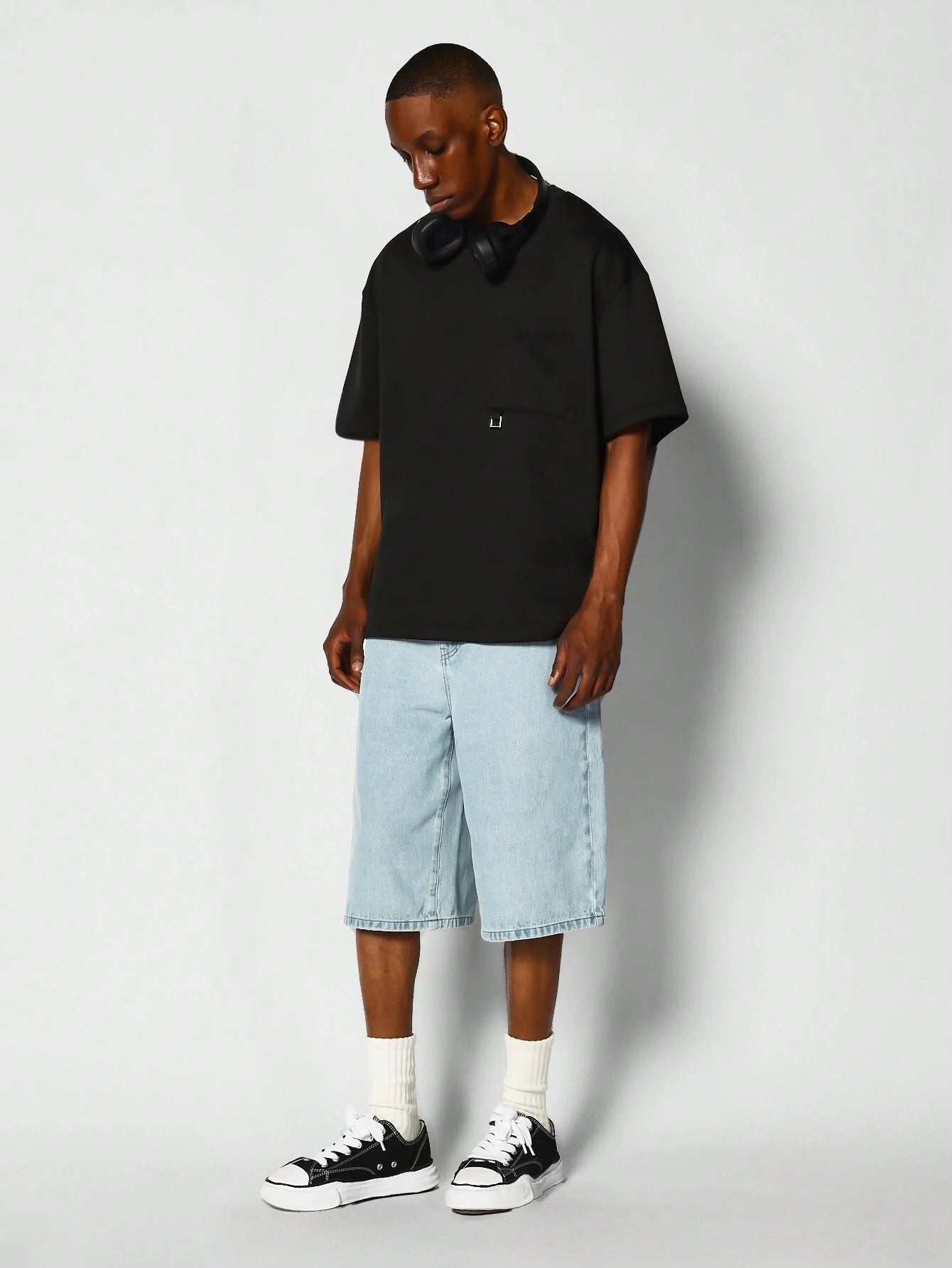 SUMWON Washed Denim Jort