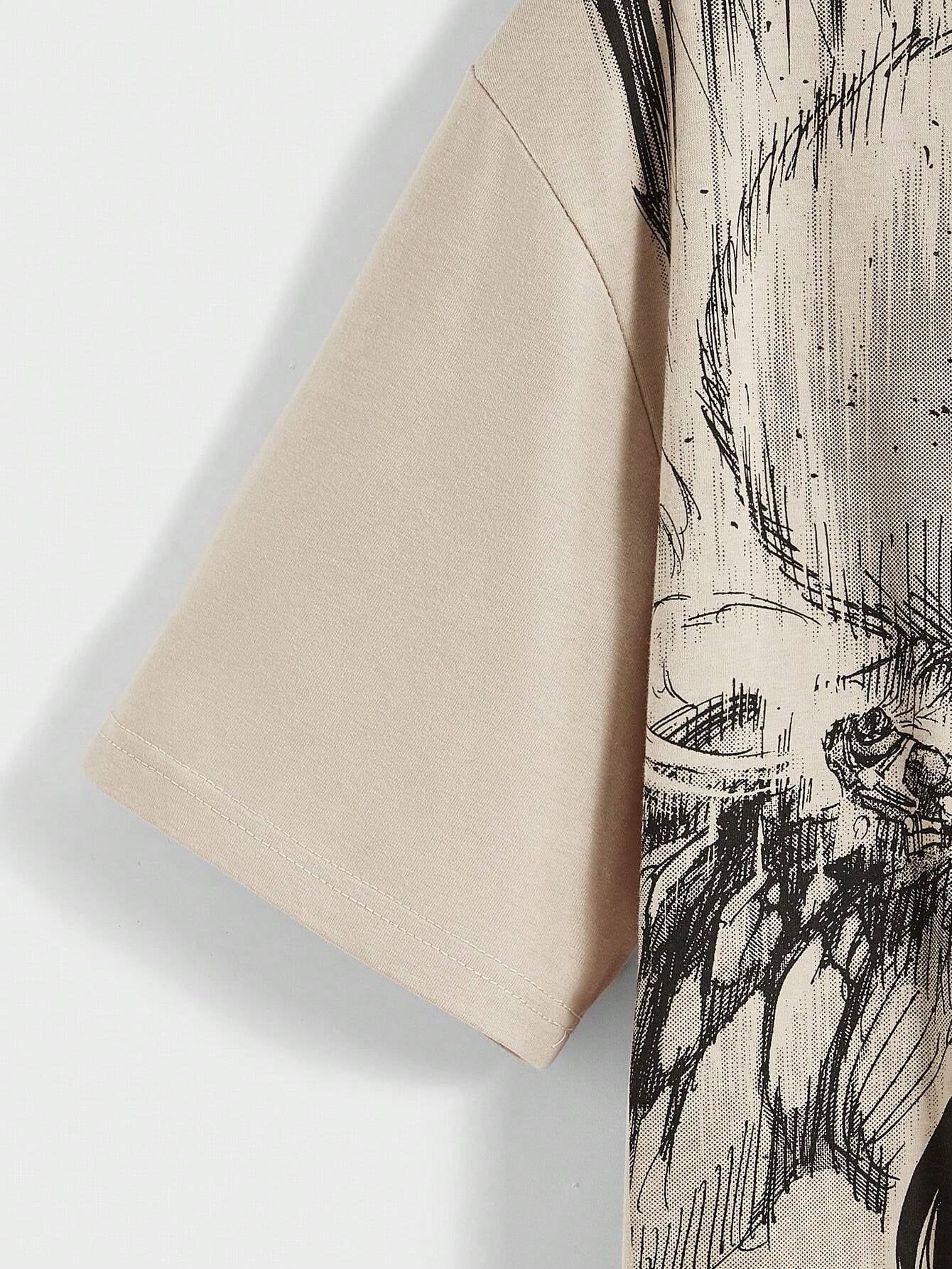 ROMWE X Attack on Titan Men Skull Print Tee, School