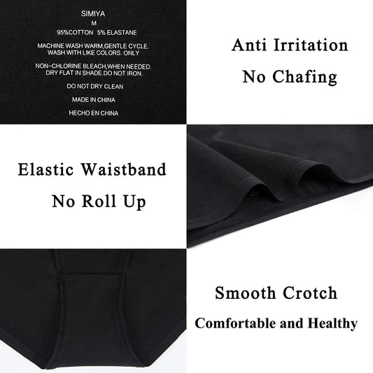 10 Pack Cotton Bikini Underwear for Women,Seamless Panties for Girls,Ladies Solid Soft Stretchy Briefs,Black,Xl