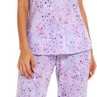 Womens Pajama Sets Cotton Pj Set Short Sleeve Tops with Capri Pants Sleepwear 2 Piece Lounge Set