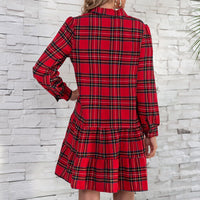 Shirt Dress for Women,Ladies Fashion Plaid Single Breasted Pocket Long Sleeve Shirt Jacket Dress