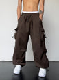 Manfinity EMRG Men Solid Flap Pocket Drawstring Waist Oversized Cargo Baggy Pants