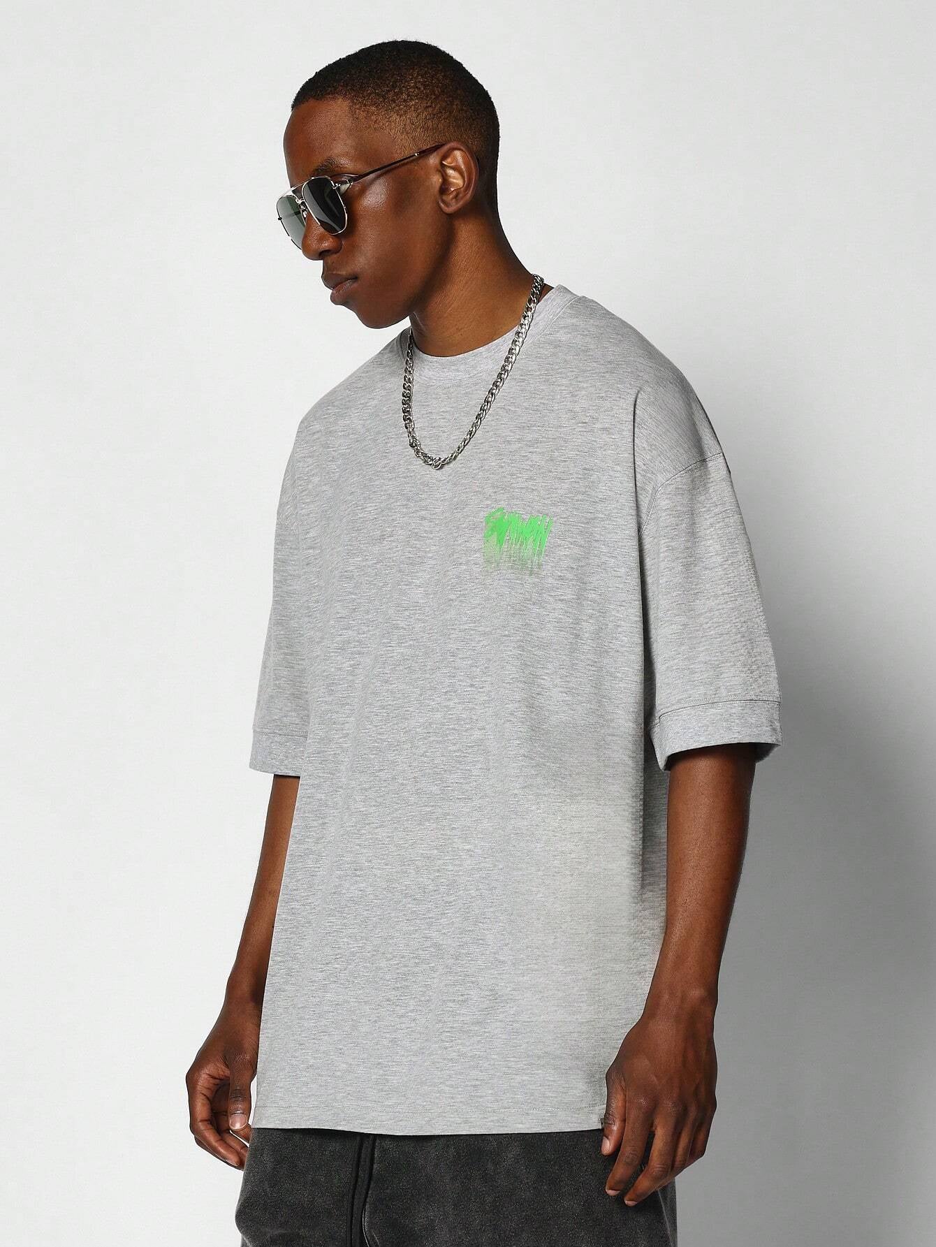 SUMWON Oversized Short Sleeve Tee with Graffiti Graphic Print