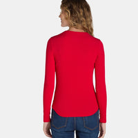 Ribbed Crewneck Tee with Long Sleeves, Women'S and Women'S Plus