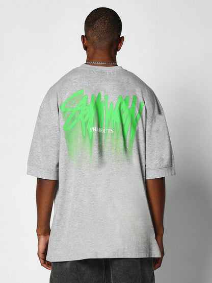 SUMWON Oversized Short Sleeve Tee with Graffiti Graphic Print